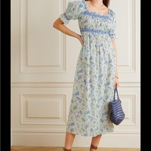 Doen Eclipse Embroidered Floral Print Midi Dress